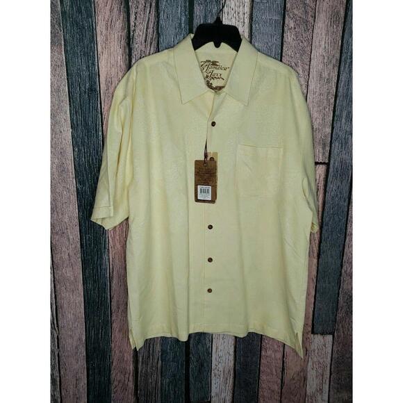 Jamaica Jaxx Other - Jamaica Jaxx 100% Silk Pineapple Palm Tree Print Button Up Shirt Yellow Men's L